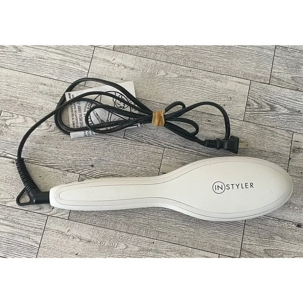 InStyler Straightening Brush Womens‎ OS White Ceramic Ionic Heated 450F 00484
